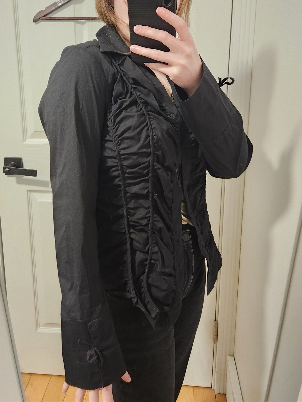 Black Women's Ruffle-Trim Jacket